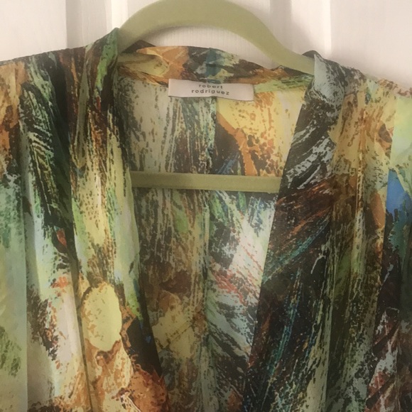 NWOT Robert Rodriguez silk drape front top sz M - Picture 2 of 3